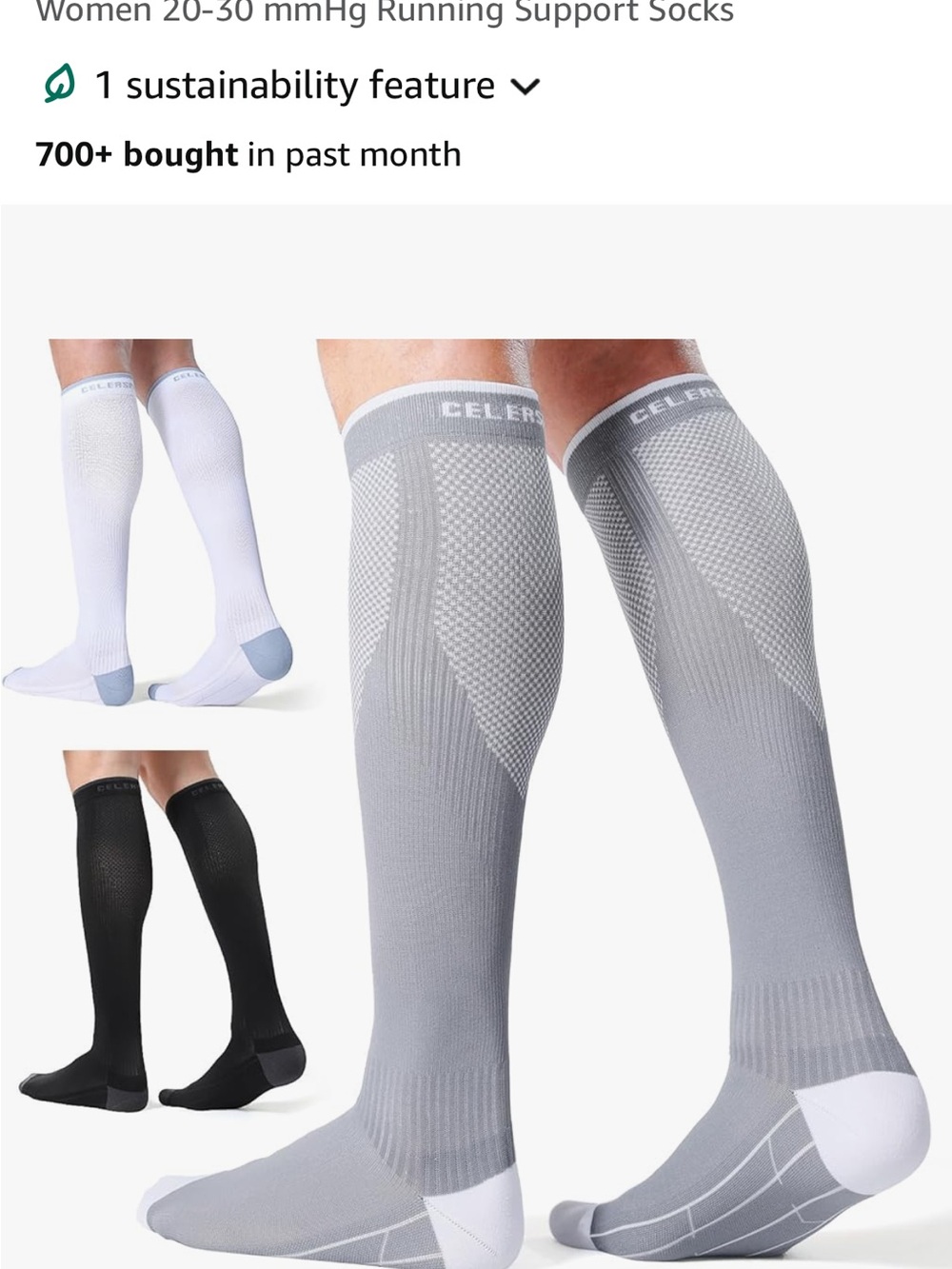 Men’s Compression Knee-High Socks - 3 pairs white, grey and black